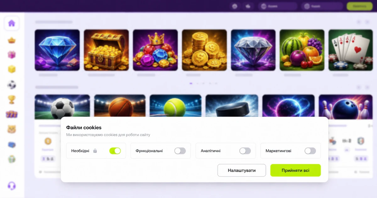 Банер згоди на cookies з перемикачами категорій